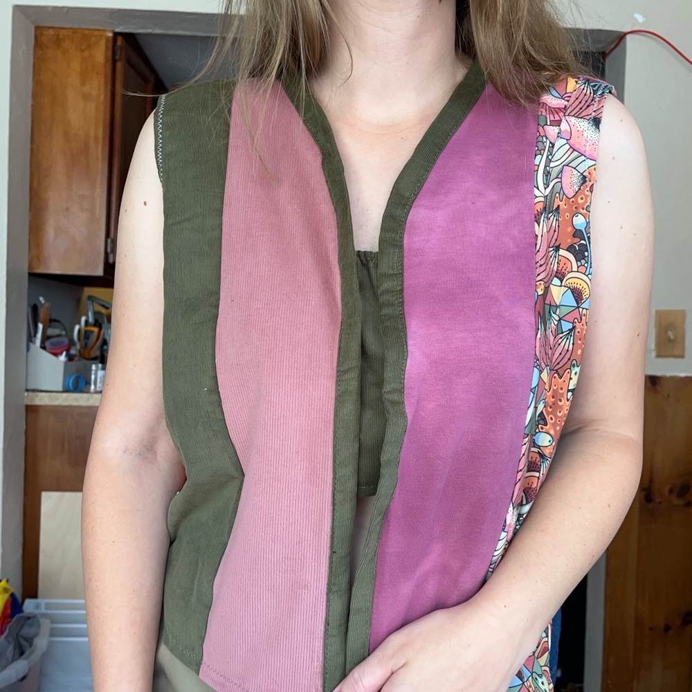 Earthy mushroom Patchwork Vest - Picture 8 of 15